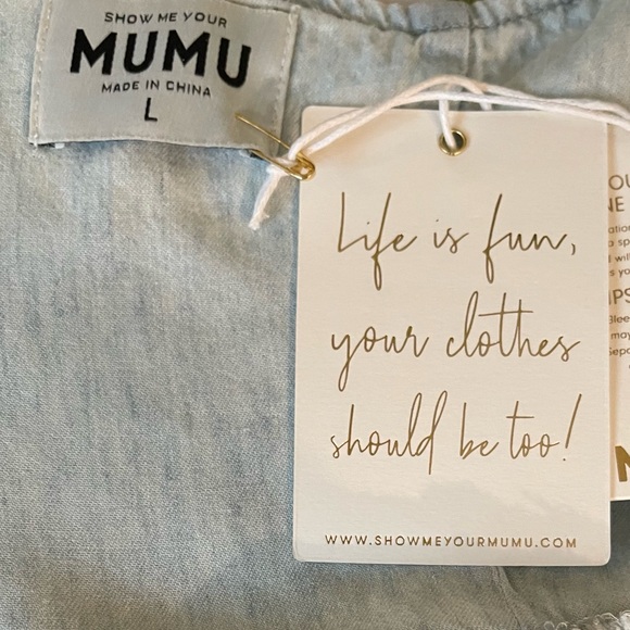 NWT Show Your MUMU. Tana Babydoll Dress in Shore Chambray. Size Large - Picture 13 of 15